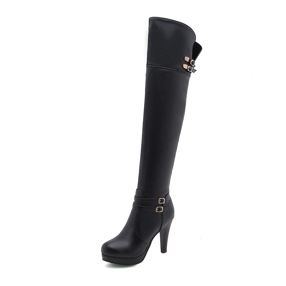 Black Rose Knee High Boots