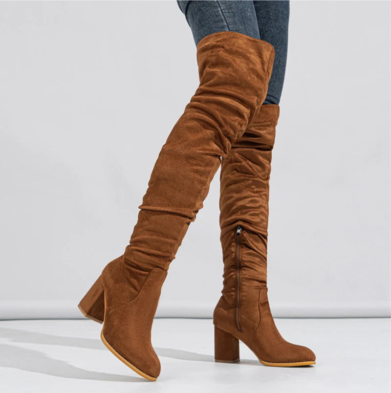 Saddle Slouch Over Knee Boots