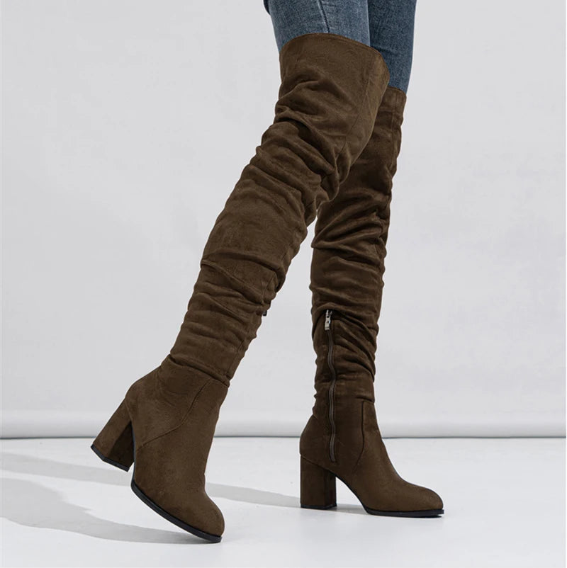 Saddle Slouch Over Knee Boots