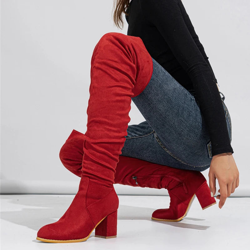 Saddle Slouch Over Knee Boots