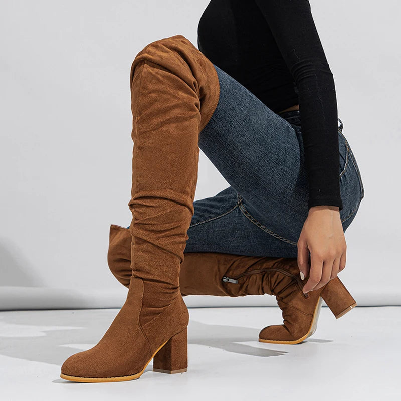 Saddle Slouch Over Knee Boots