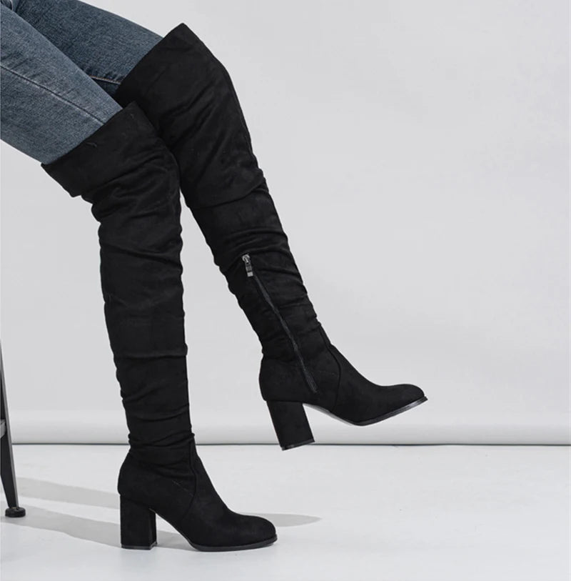 Saddle Slouch Over Knee Boots