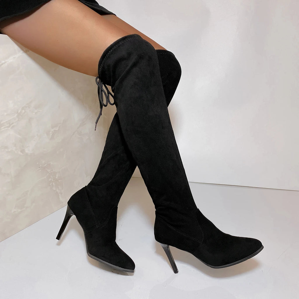 Fierce Velvet High Heeled Boots